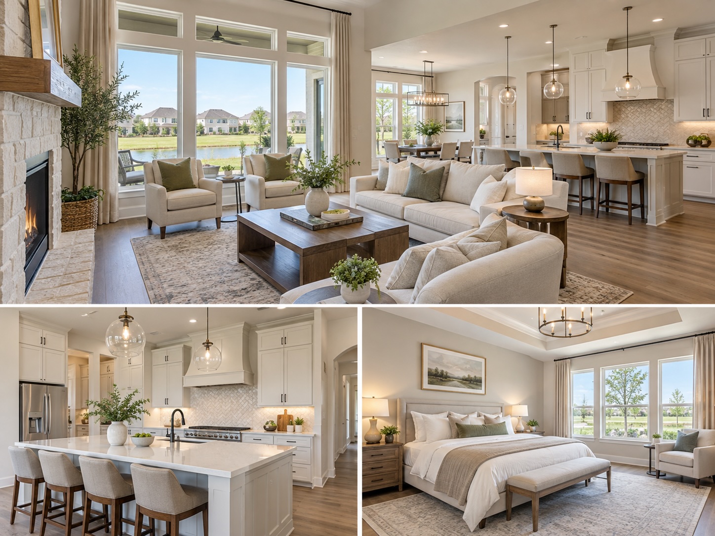Light-filled staged living room featured in The Barker Group’s Fulshear seller guide